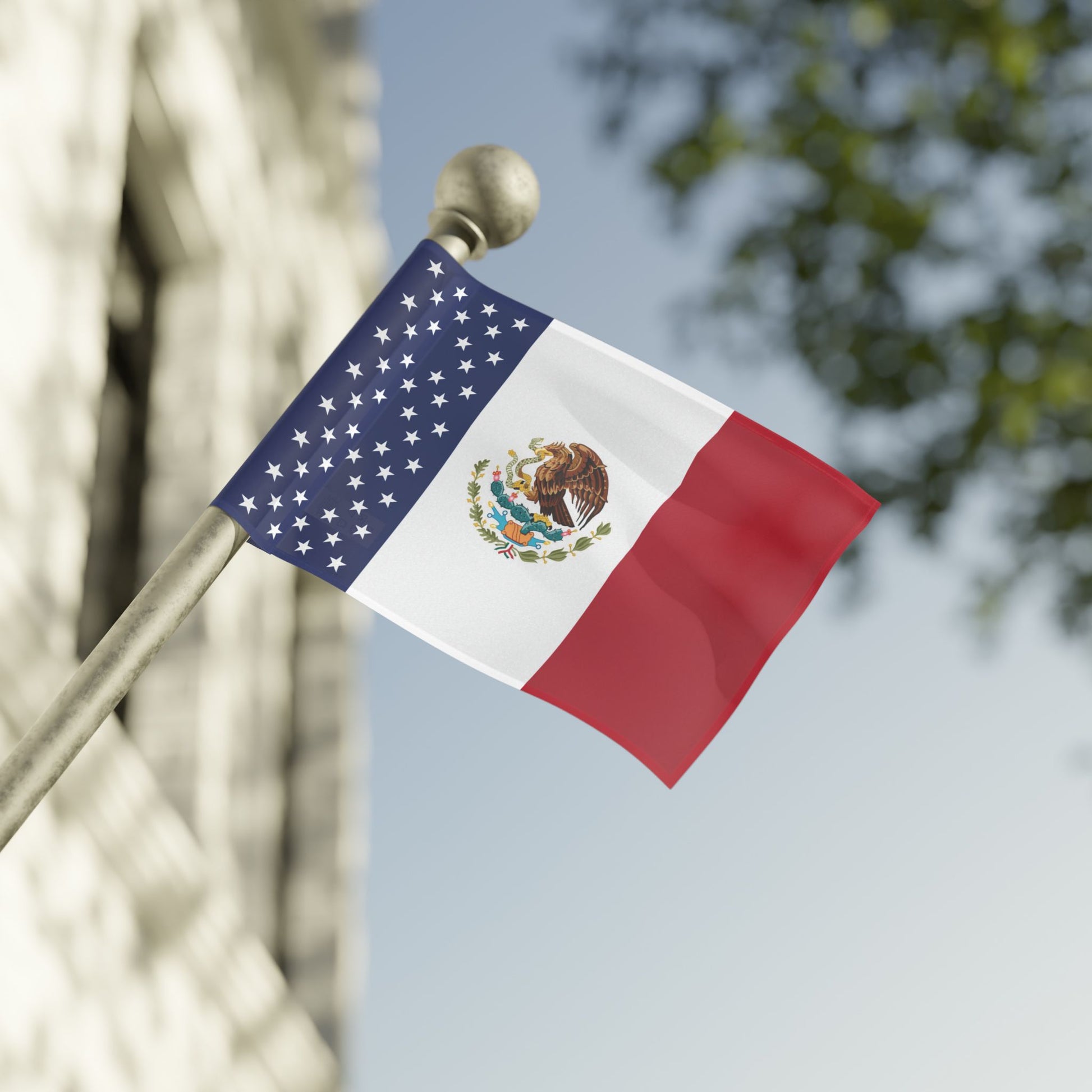 Mexican-American Flag 18x12in.